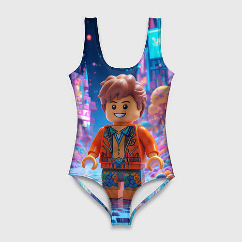 Женский купальник-боди Roblox в неоновом городе / 3D-принт – фото 1