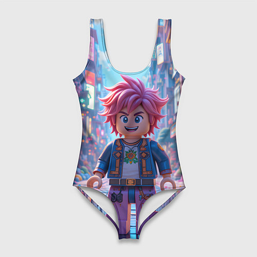Женский купальник-боди Роблокс с розовыми волосами / 3D-принт – фото 1