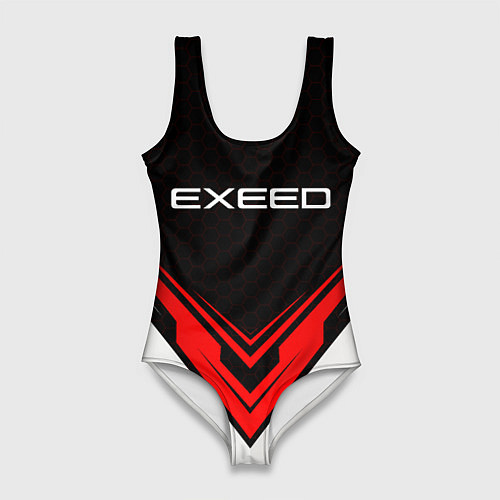 Женский купальник-боди Exeed - красный симметричный / 3D-принт – фото 1