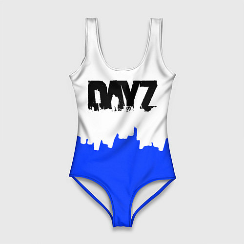 Женский купальник-боди Dayz сине белая геомтерия / 3D-принт – фото 1