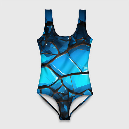 Женский купальник-боди Синяя текстура объемных плит / 3D-принт – фото 1