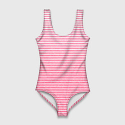 Купальник-боди 3D женский Полосатый розовый текстурный, цвет: 3D-принт