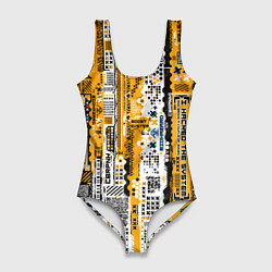 Женский купальник-боди Cyberpunk pattern yellow