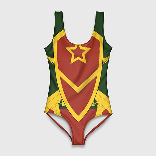 Женский купальник-боди Мотострелковые войска: герб со щитом / 3D-принт – фото 1