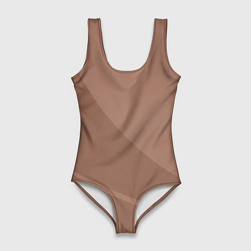 Женский купальник-боди Мокко Мусс однотонный с полосой / 3D-принт – фото 1