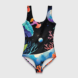 Купальник-боди 3D женский Подводная фантастика, цвет: 3D-принт