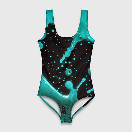 Женский купальник-боди Голубая краска и капли / 3D-принт – фото 1