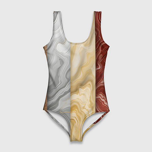 Женский купальник-боди Мрамор и дерево / 3D-принт – фото 1