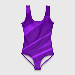 Купальник-боди 3D женский Фиолетовый однотонный абстракция с полосой, цвет: 3D-принт
