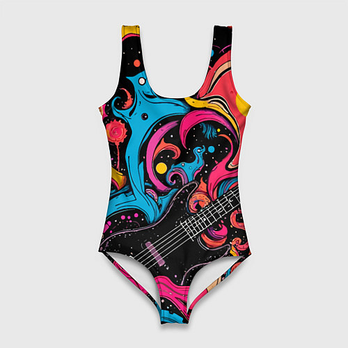 Женский купальник-боди Psychedelic abstract guitar / 3D-принт – фото 1