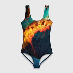 Купальник-боди 3D женский Взрыв планеты, цвет: 3D-принт