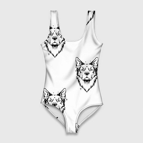 Женский купальник-боди Голова собаки / 3D-принт – фото 1