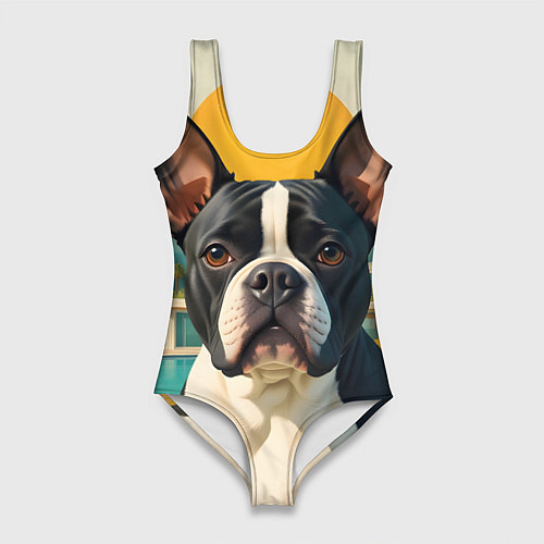 Женский купальник-боди Бульдог и лето / 3D-принт – фото 1