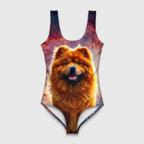 Женский купальник-боди Чау-чау в космосе / 3D-принт – фото 1