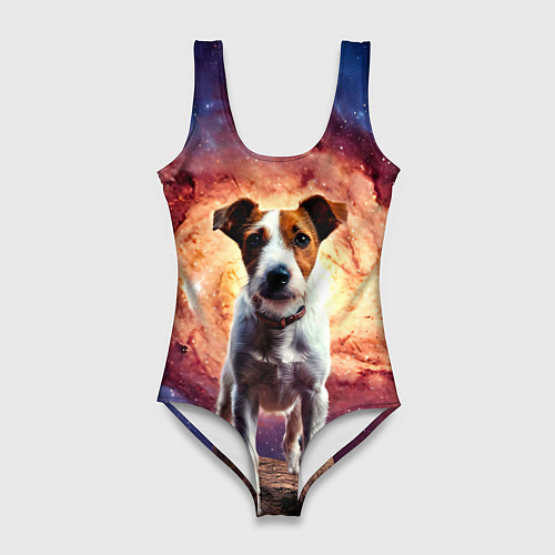 Женский купальник-боди Фокстерьер в космосе / 3D-принт – фото 1