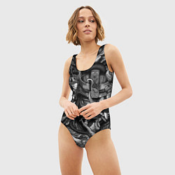 Купальник-боди 3D женский Самурай и дракон в стиле татуировки ирезуми, цвет: 3D-принт — фото 2