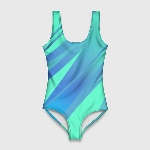 Женский купальник-боди Нежный голубой с полосами градиент / 3D-принт – фото 1