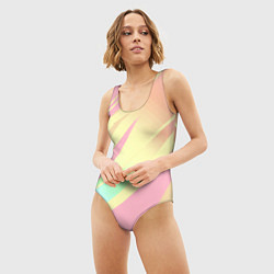 Купальник-боди 3D женский Нежный розовый абстрактный, цвет: 3D-принт — фото 2