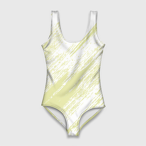 Женский купальник-боди The color is white and yellow / 3D-принт – фото 1