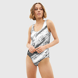 Купальник-боди 3D женский The color is gray and white, цвет: 3D-принт — фото 2