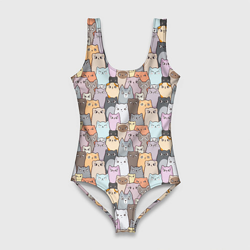 Женский купальник-боди Котики / 3D-принт – фото 1