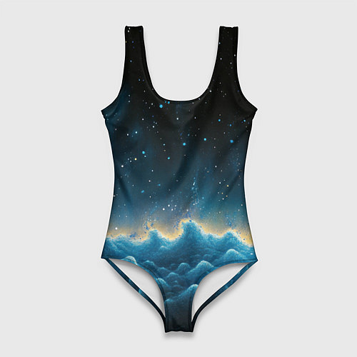 Женский купальник-боди Облака и черное небо текстура / 3D-принт – фото 1