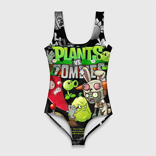 Женский купальник-боди Растения против зомби персонажи / 3D-принт – фото 1