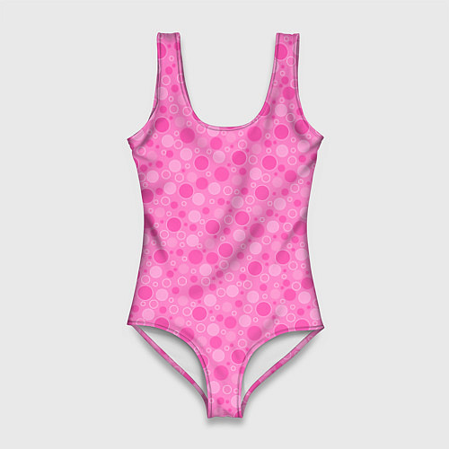 Женский купальник-боди Малиново розовые пузыри и горохи / 3D-принт – фото 1