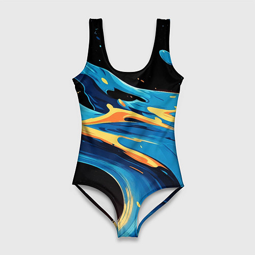 Женский купальник-боди Синяя волна из красок / 3D-принт – фото 1