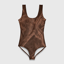 Купальник-боди 3D женский Коричневый абстракция в точку, цвет: 3D-принт