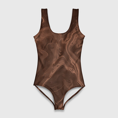 Женский купальник-боди Коричневый абстракция в точку / 3D-принт – фото 1