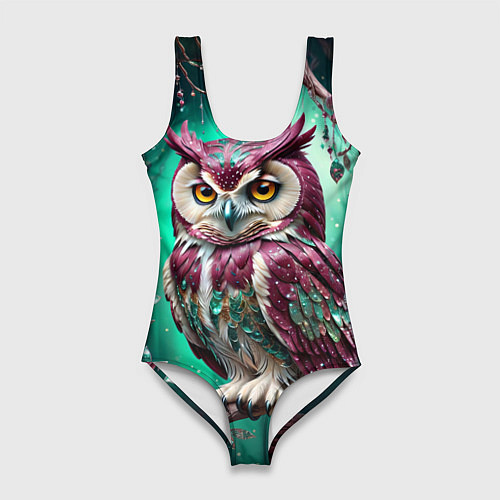 Женский купальник-боди Волшебная сова в самоцветном лесу / 3D-принт – фото 1