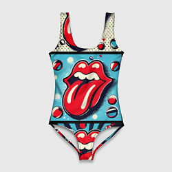Женский купальник-боди Rolling Stones logo - pop art