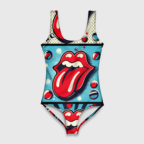 Женский купальник-боди Rolling Stones logo - pop art / 3D-принт – фото 1