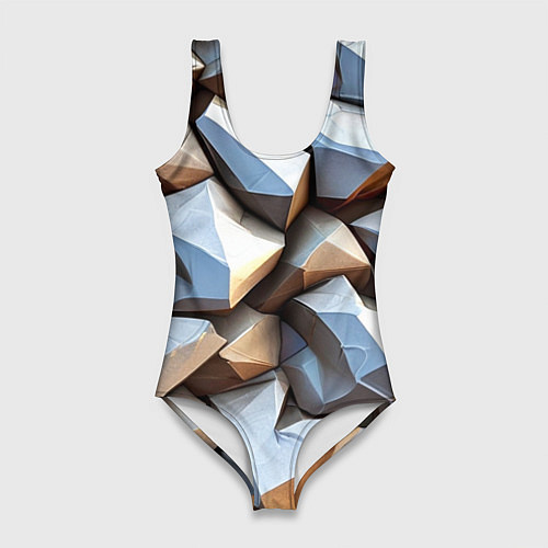 Женский купальник-боди Каменно металлическая абстракция / 3D-принт – фото 1