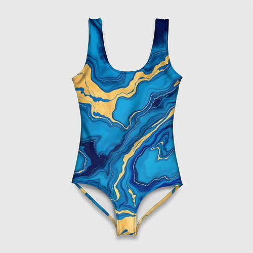 Женский купальник-боди Синий мрамор с золотом / 3D-принт – фото 1