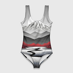 Женский купальник-боди Белые горы и красные деревья