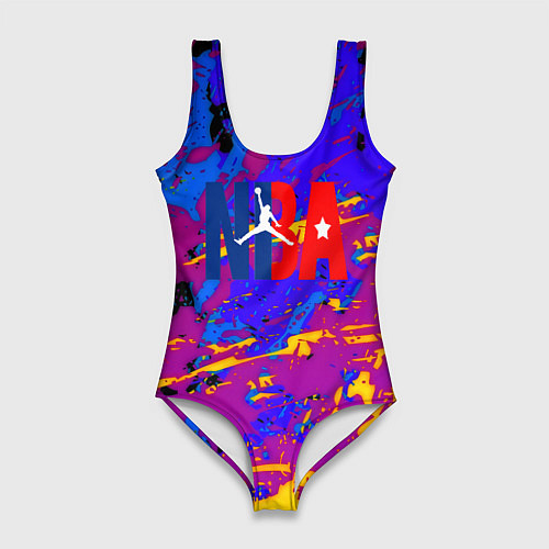 Женский купальник-боди NBA краски неон / 3D-принт – фото 1