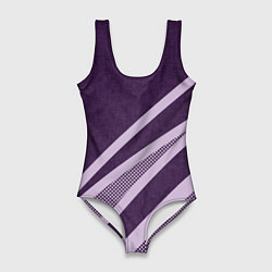 Купальник-боди 3D женский Фиолетовый абстрактный с полосой, цвет: 3D-принт
