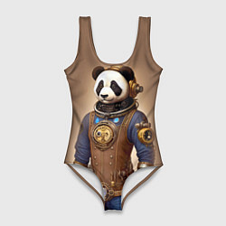 Купальник-боди 3D женский Крутой панда в стиле стимпанк, цвет: 3D-принт