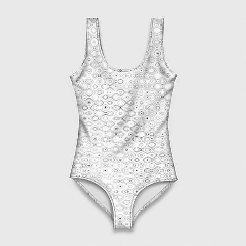 Женский купальник-боди Белый с абстрактным узором / 3D-принт – фото 1