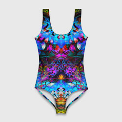 Купальник-боди 3D женский Абстракция стекло узор, цвет: 3D-принт