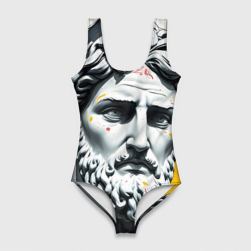 Женский купальник-боди Античный портрет и краска / 3D-принт – фото 1
