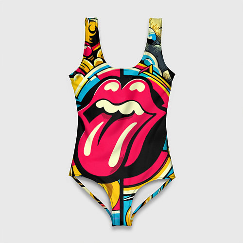 Женский купальник-боди Rolling Stones logo - pop art pattern / 3D-принт – фото 1