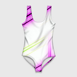 Женский купальник-боди Green white pink line