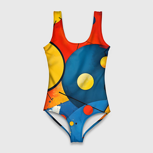 Женский купальник-боди Динамичный красочный паттерн / 3D-принт – фото 1