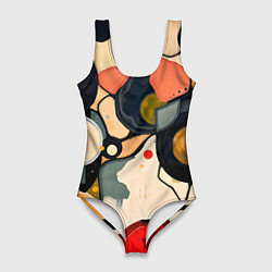 Купальник-боди 3D женский Абстракция с кругами и краской, цвет: 3D-принт