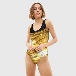 Купальник-боди 3D женский Золотой текстурный фон, цвет: 3D-принт — фото 2