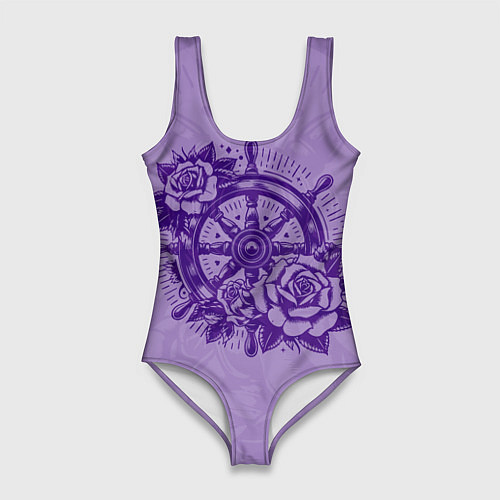 Женский купальник-боди Штурвал в розах / 3D-принт – фото 1