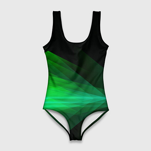 Женский купальник-боди Неоновая зеленая абстракция на черном фоне / 3D-принт – фото 1